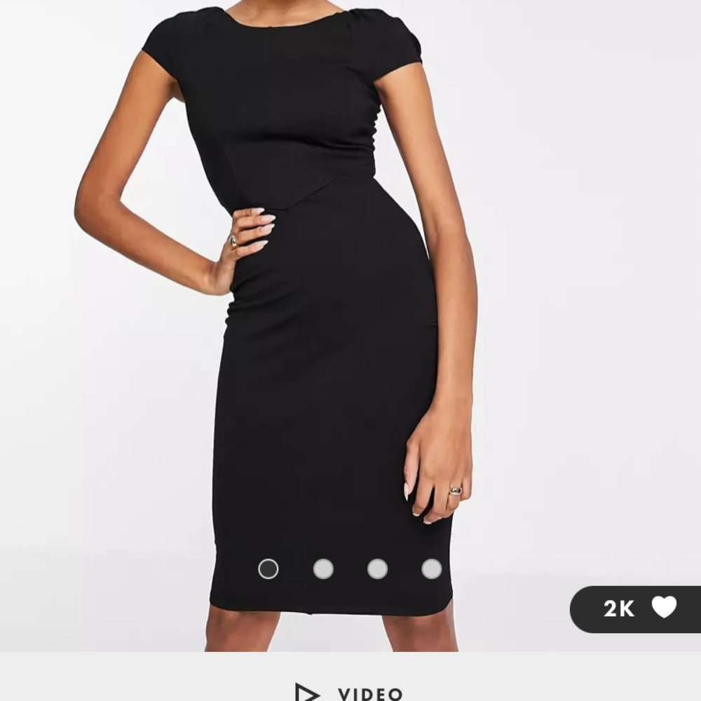 ASOS Closet London puff shoulder pencil dress with bodice detail
